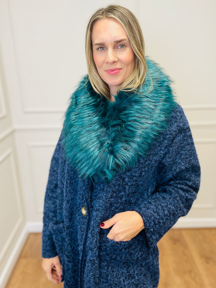 Faux Fur Collar Scarf-Green