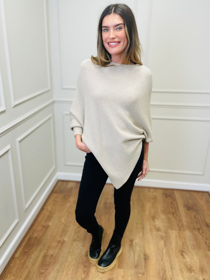 "ELLA" LUXURY Poncho-Sand