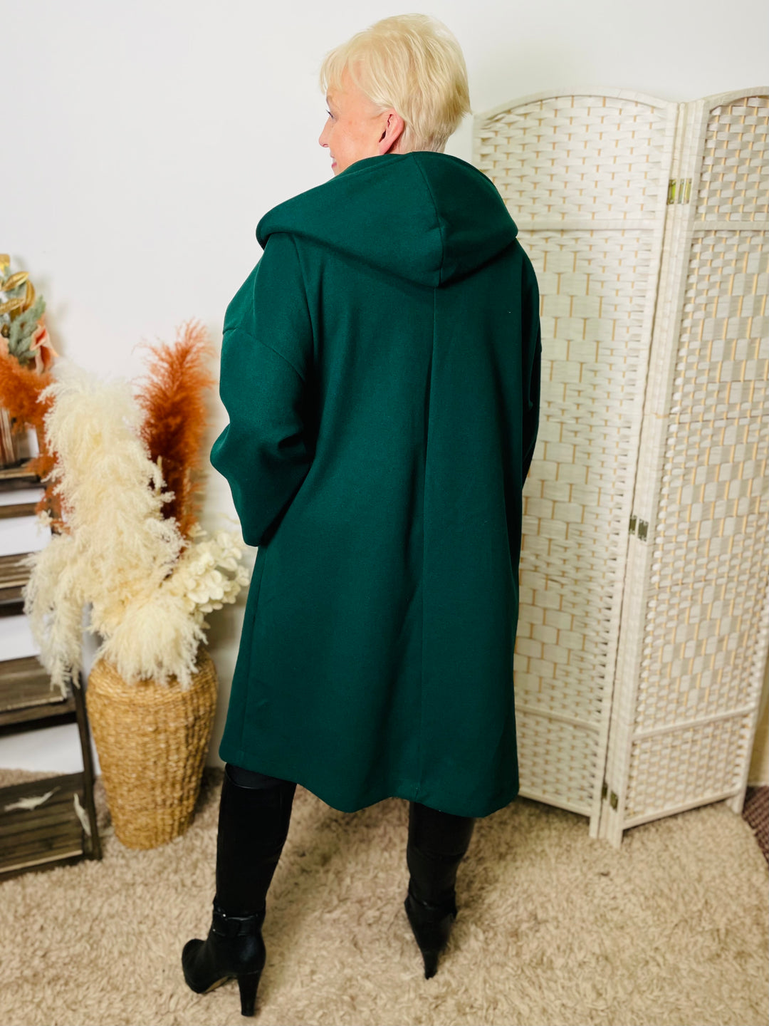 "OLIVIA" Hooded Coat-Green