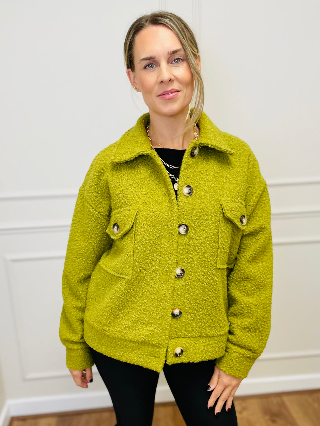 "MARIA" Boucle Jacket-Lime