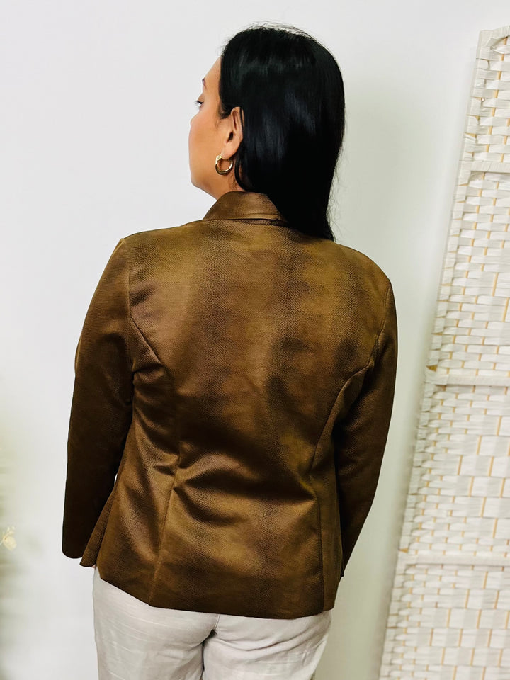 "CROSBY" Snake Print Jacket-Tan