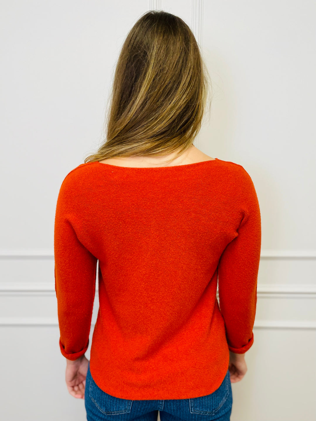 "MAGNOLIA" Fine Knit Jumper-Rust Orange