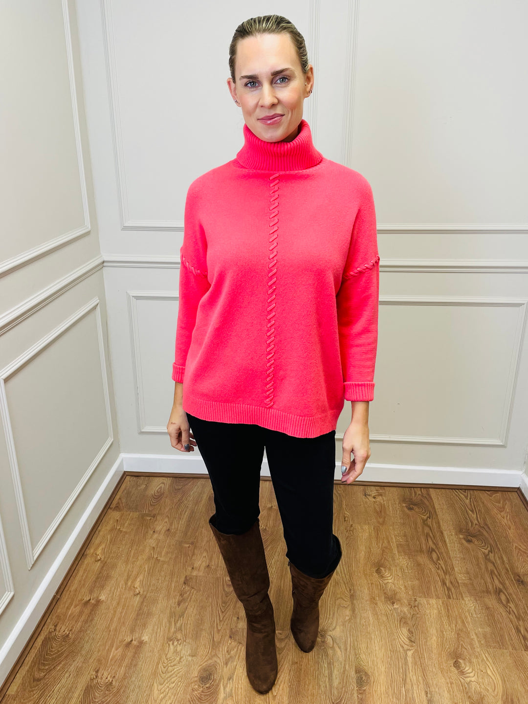 "OLIVIA" Knitted Jumper-Coral
