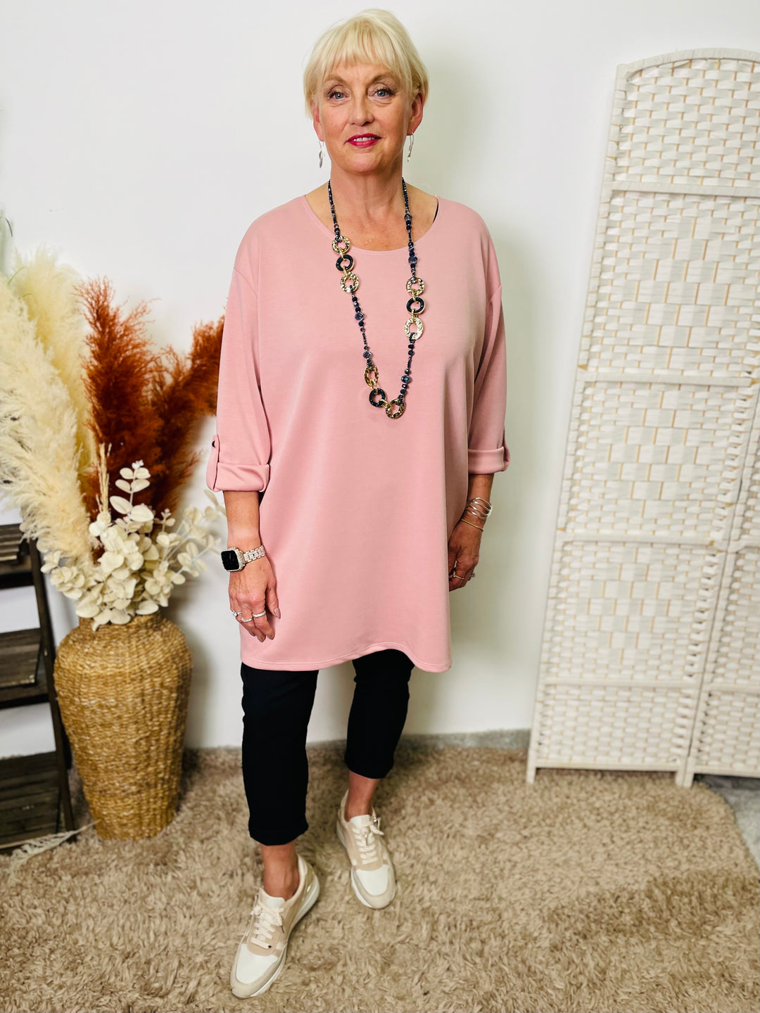 "NANCY" Long Sleeve Tunic-Blush Pink