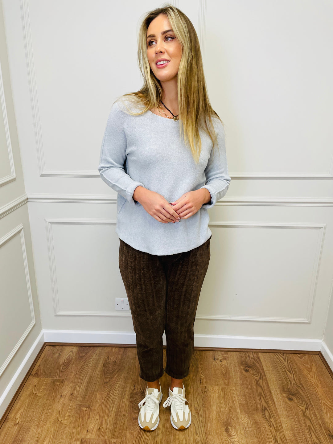 "MAGNOLIA" Fine Knit Jumper-Silver