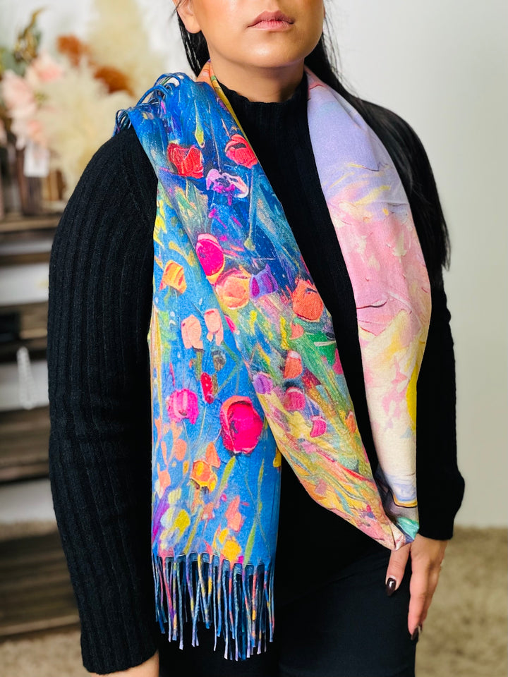 No.63 Artistic Print Scarf-Multicolour