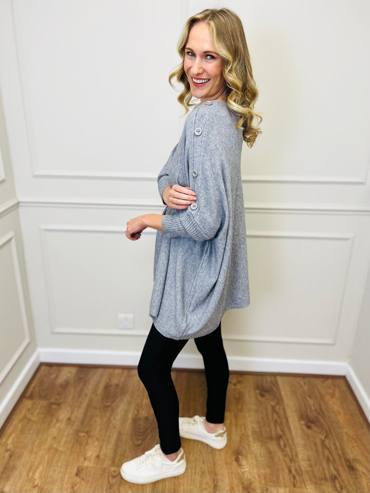 "BETTY" Button Jumper-Grey