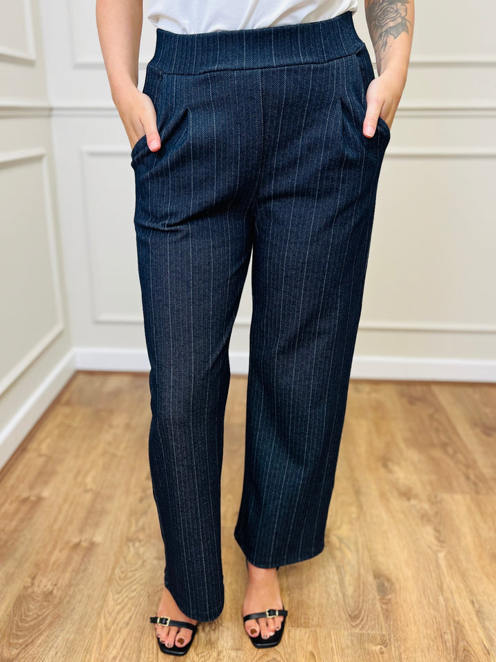 "MICHELLE" Pinstripe Bootcut Trouser-Navy