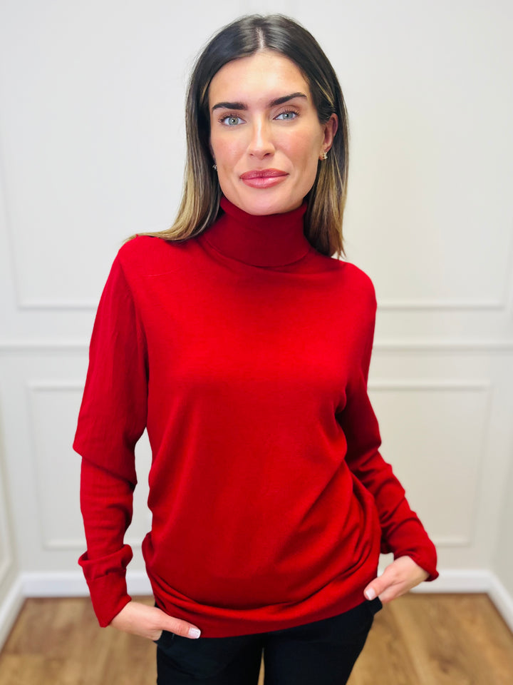 "ROBIN" Polo Neck-Burgundy