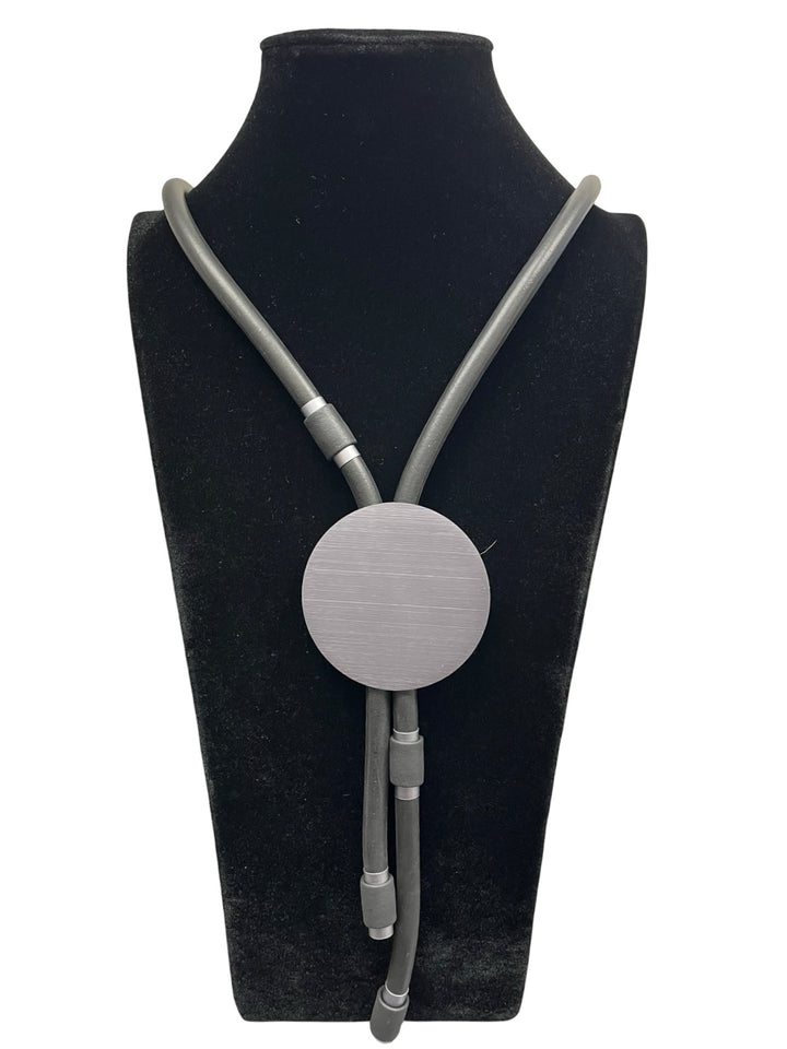 Rubber Statement Necklace-Black & Silver