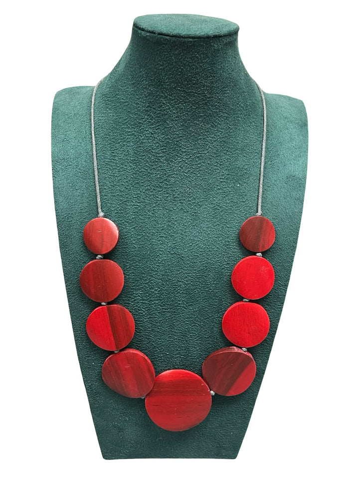 Circle Statement Necklace-Red