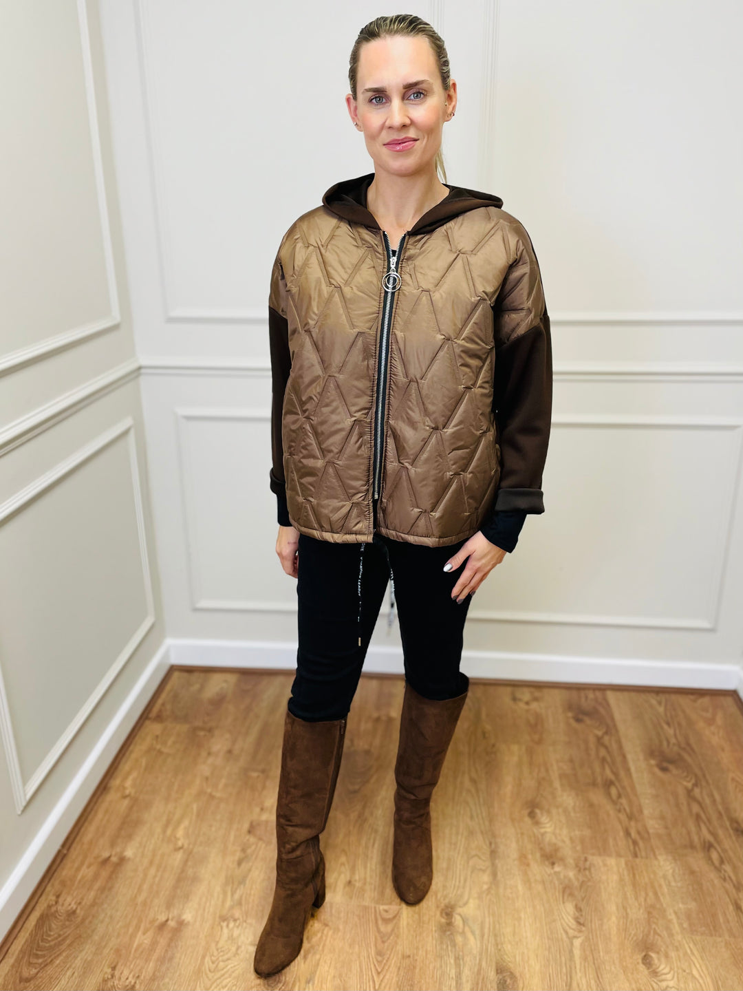 "BONNIE" Quilted Jacket-Brown