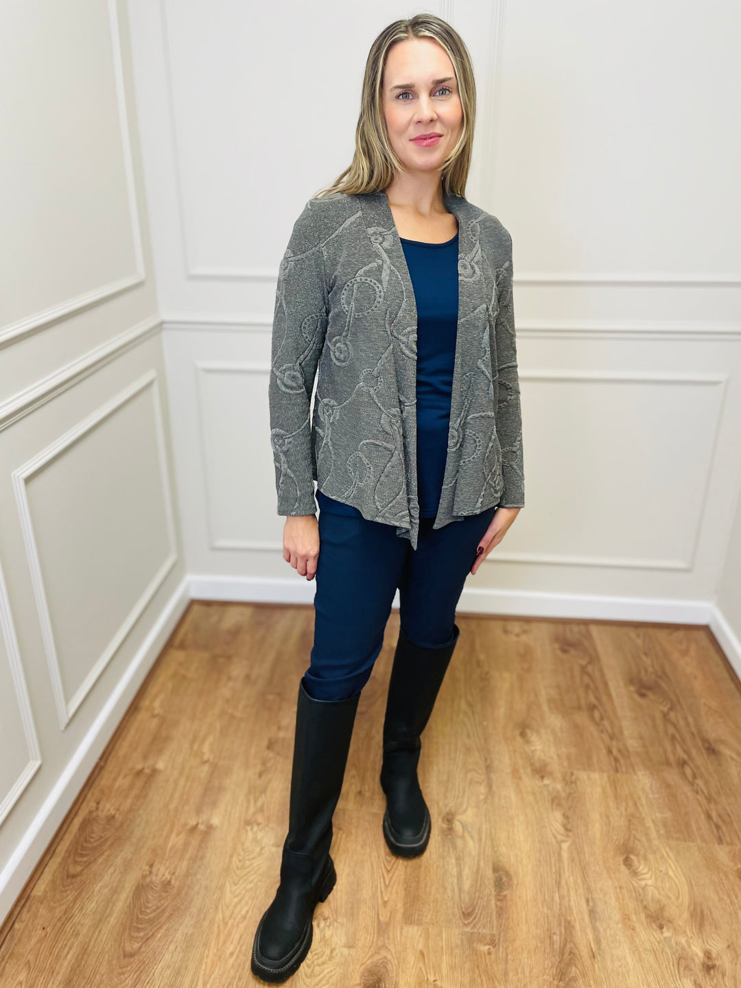 "GWYNETH" Textured Soft Knit Jacket-Green