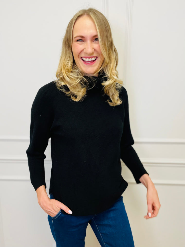 "MANDY" Roll Neck Jumper-Black