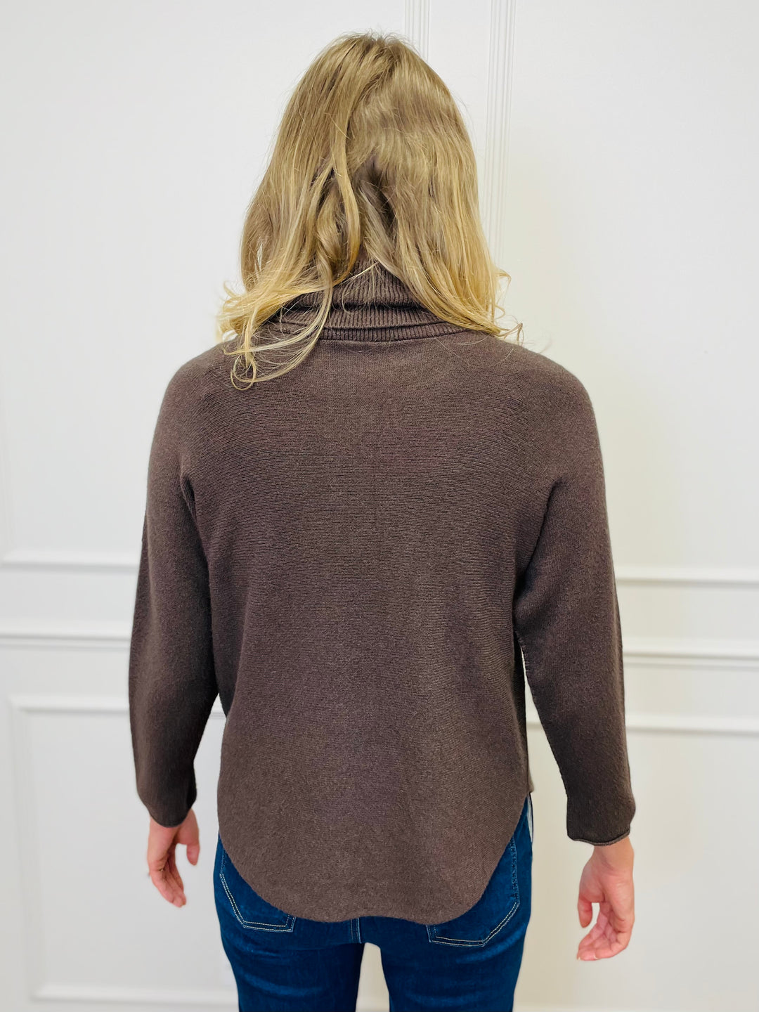 "MANDY" Roll Neck Jumper-Brown