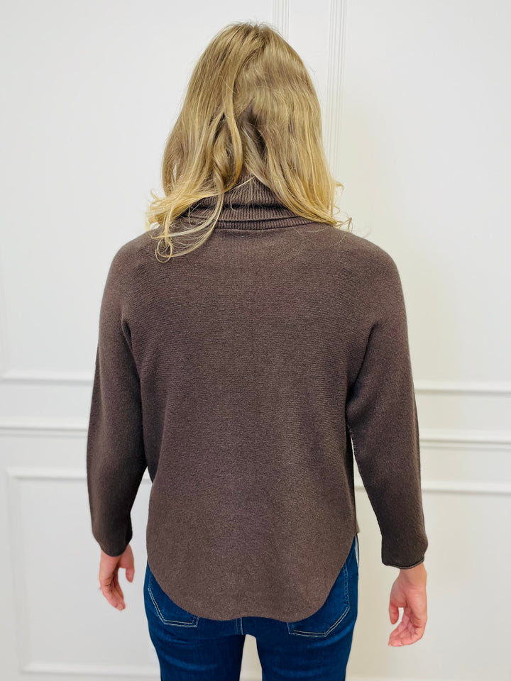 "MANDY" Roll Neck Jumper-Brown
