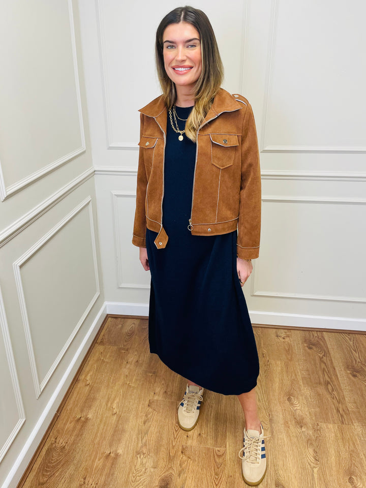 "SANDY" Luxury Jumper Dress-Navy