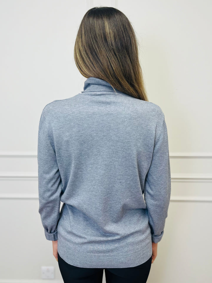 "ROBIN" Polo Neck-Silver