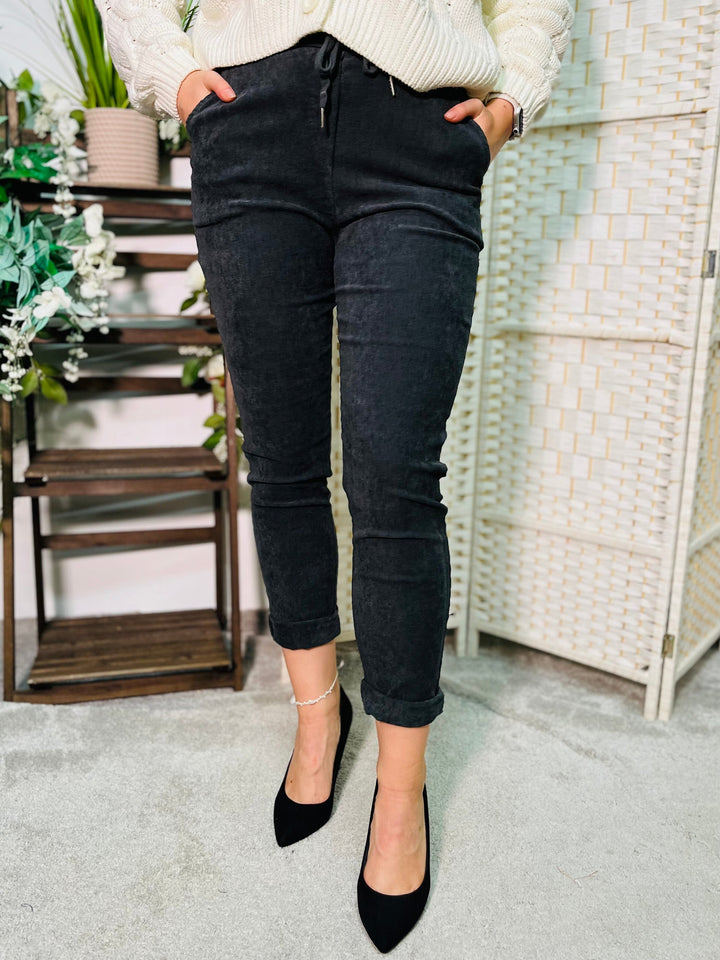"CARMELA" Corduroy Trouser-Dark Grey