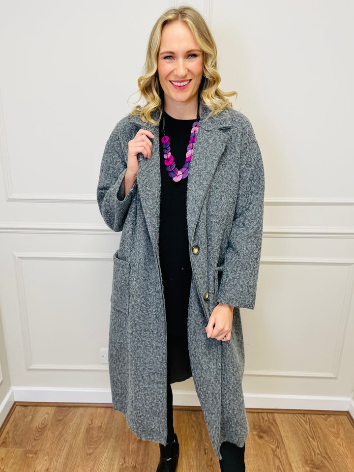 "JOSEPHINE" Longline Coat-Grey