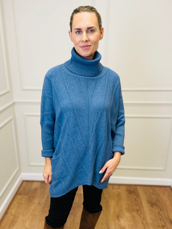 "GRACE" Knitted Jumper-Denim