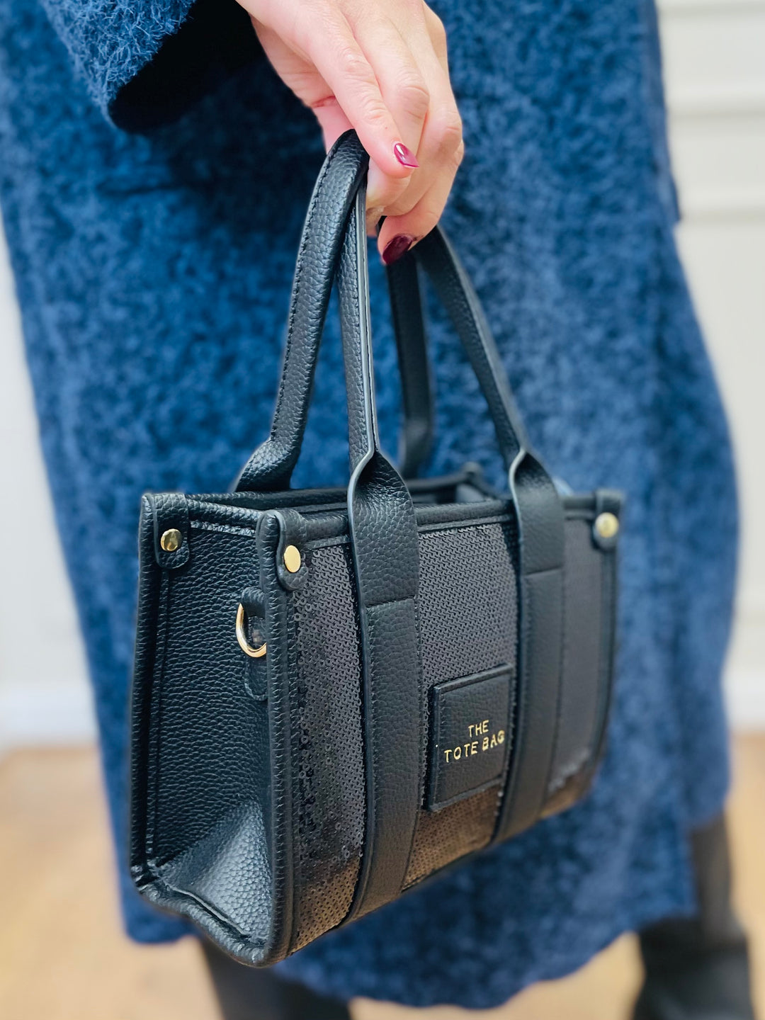 No.79 Mini Sequin Tote Bag-Black