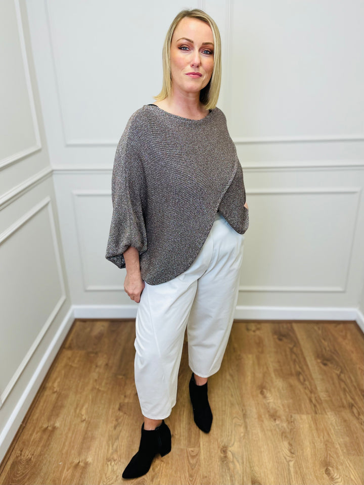 "VIVIAN" Crossover Fine Knit-Mocha