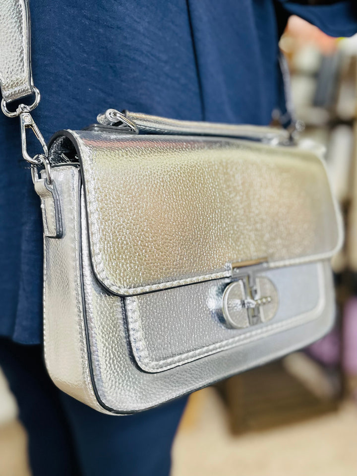 No.6 Metallic Crossbody Bag-Silver