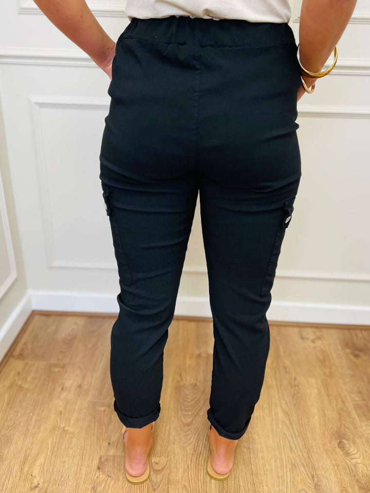 "CARMELA" Cargo MAGIC Trouser-Black