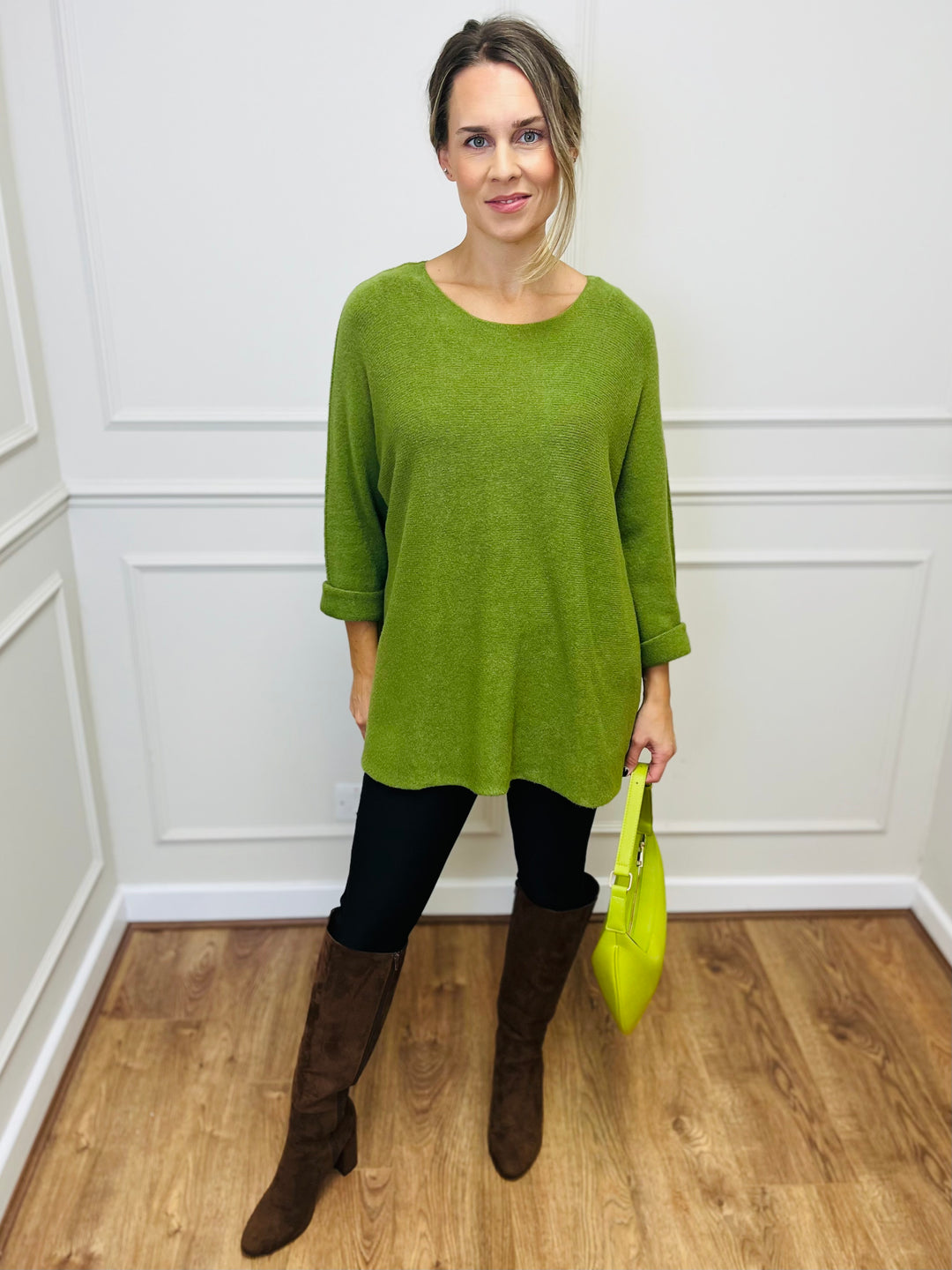 "GINNY" Basic Soft Jumper-Lime
