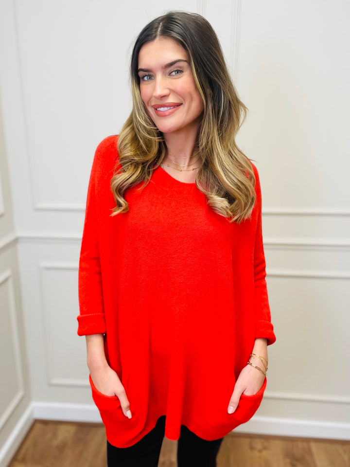 "STELLA" LUXURY Fine Knit Jumper-Red