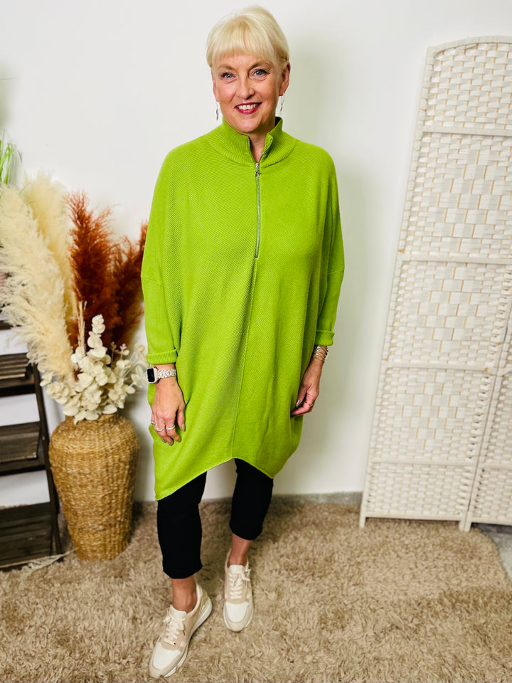 "ANNIKA" Half Zip Jumper-Lime Green