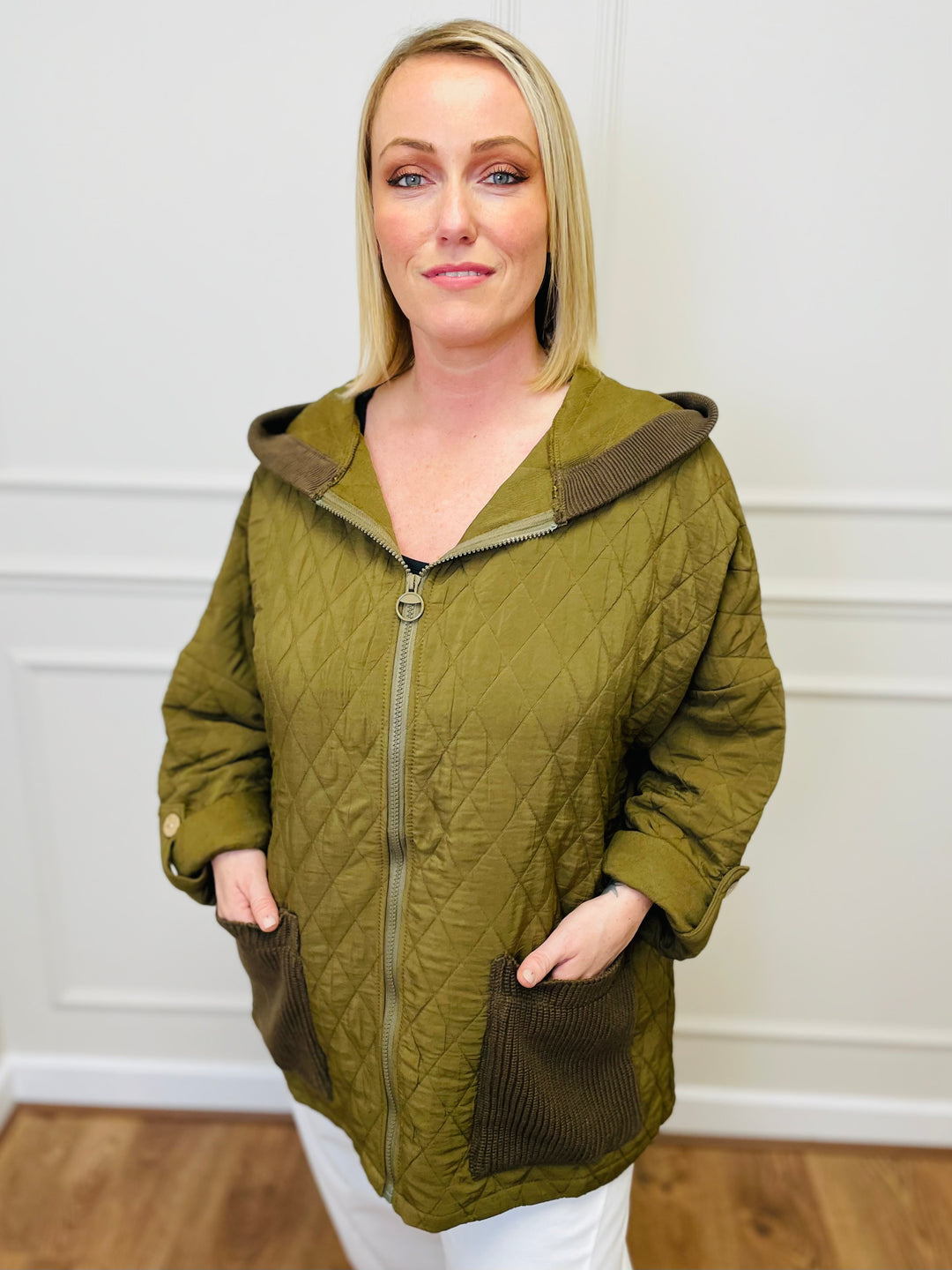 "ADELINA" Quilted Jacket-Olive