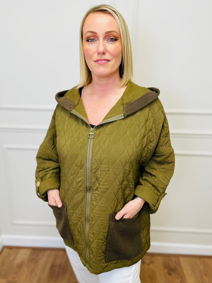 "ADELINA" Quilted Jacket-Olive