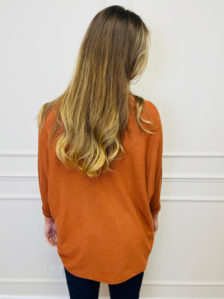 "CASSIDY" Luxury Soft Jumper-Rust Orange