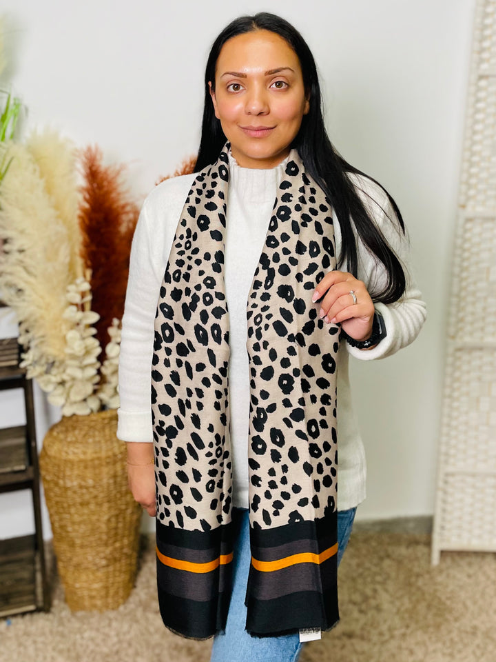 No.50 Animal Print Scarf-Black