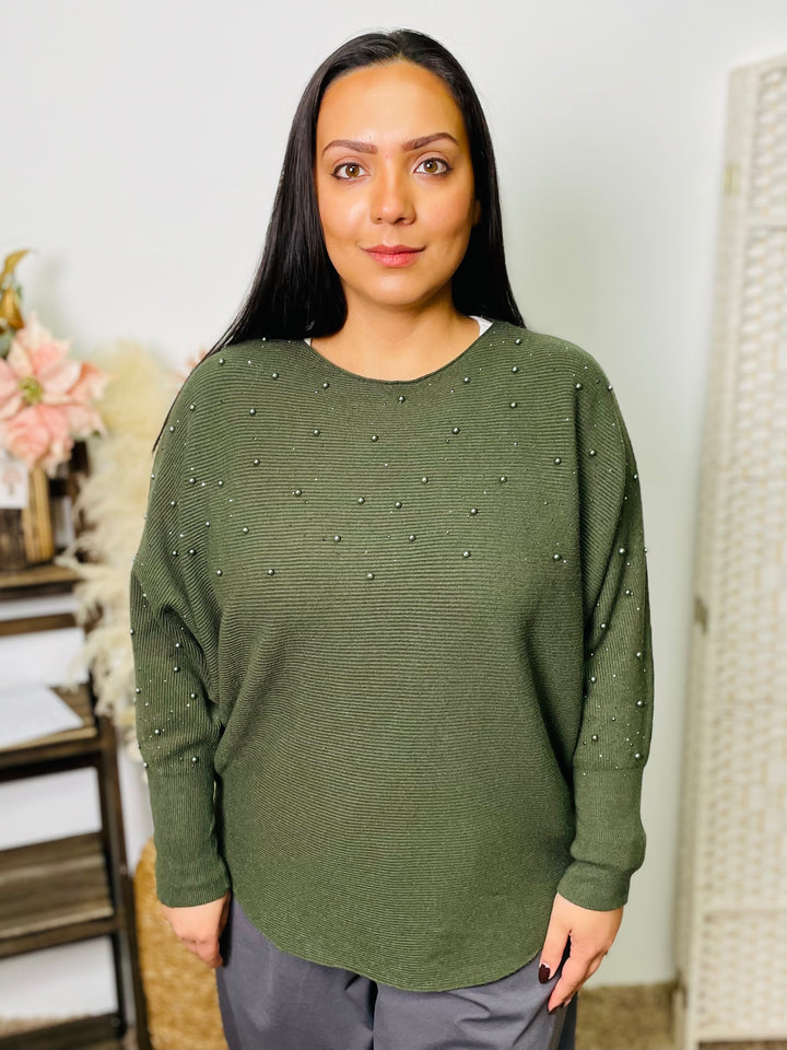 "MIRIAM" Pearl Jumper-Green