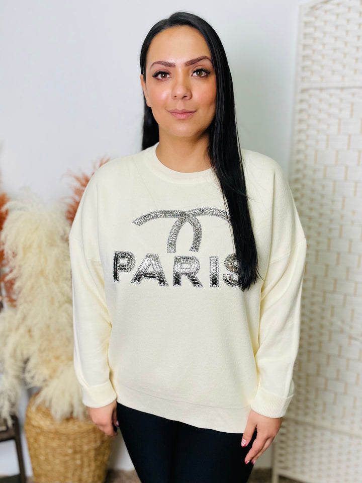 "DANY" Boxy Sweat Top-Cream