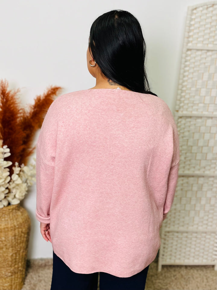 "ROSE" Textured Floral Jumper-Blush Pink