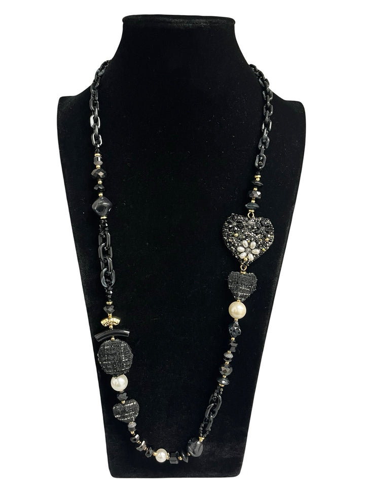 Black & Gold Long Statement Necklace