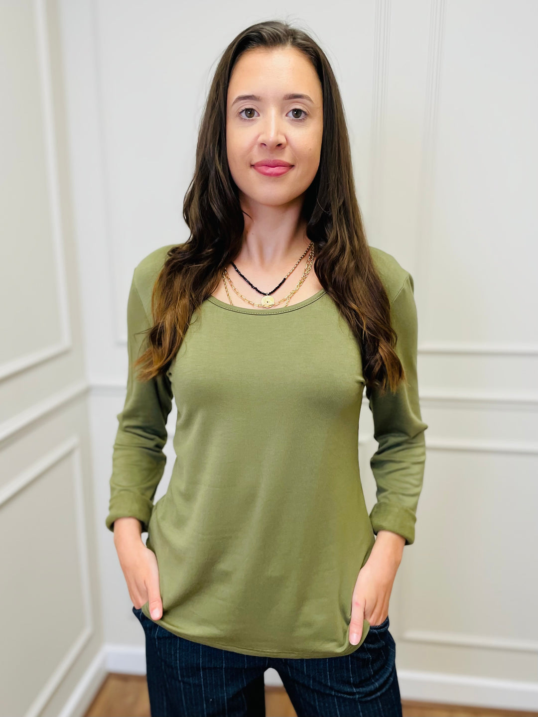 The Essential Long Sleeve "Magic" Vest-Green