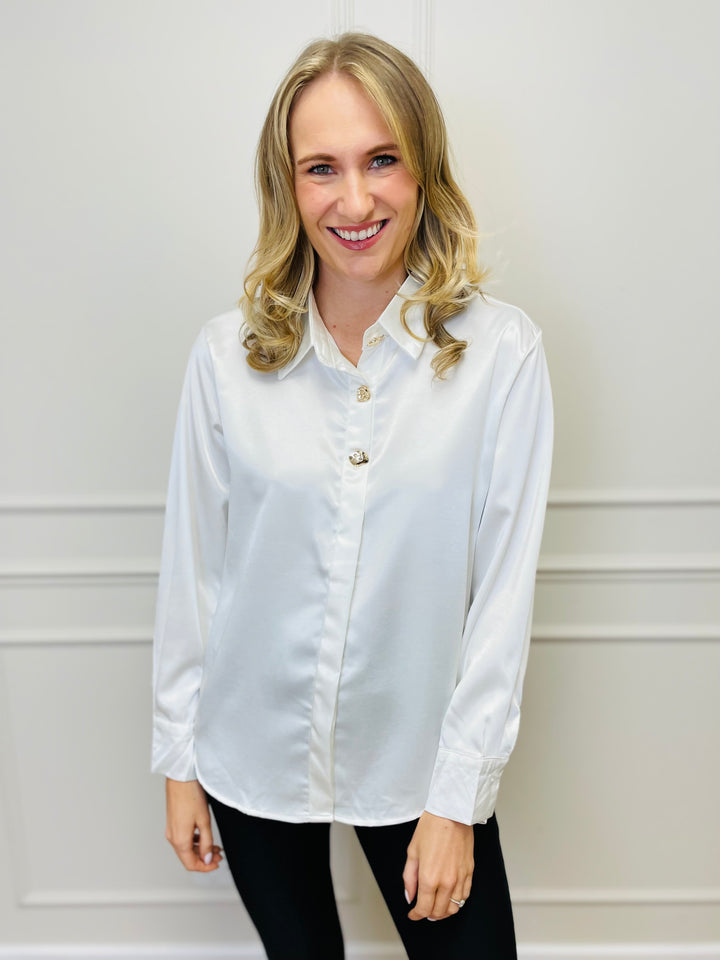 "PALOMA” Satin Shirt-White