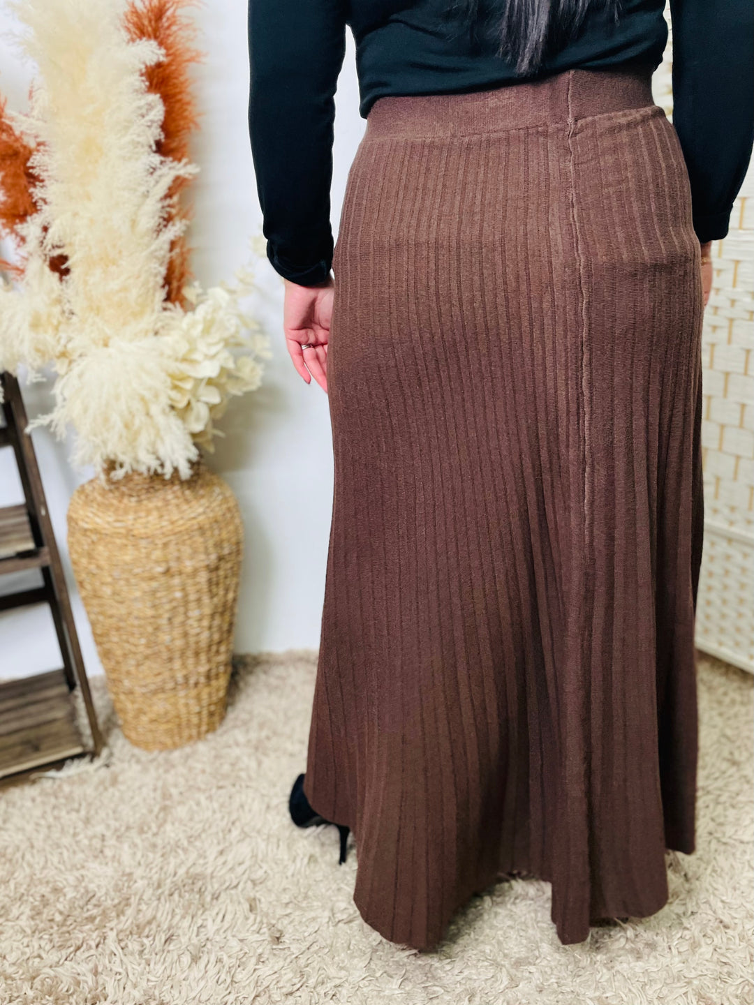 "ANNA" Maxi Skirt-Brown