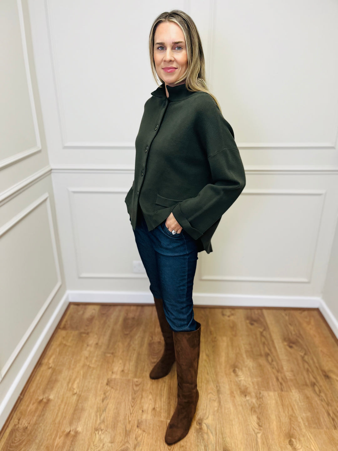 "BETTY" Soft Knit Jacket-Green