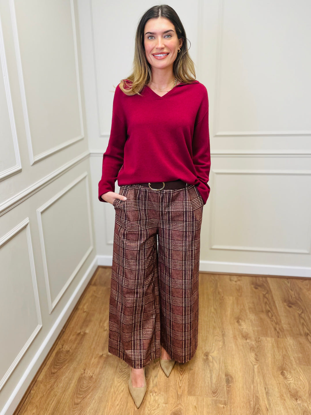 "NIKO" LUXURY Fine Knit Jumper-Burgundy