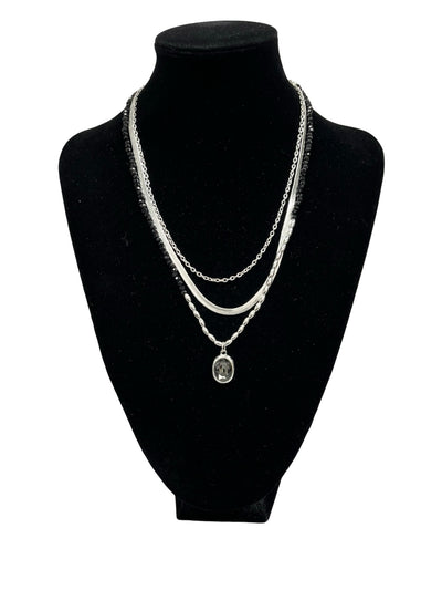 Silver & Black Layered Necklace