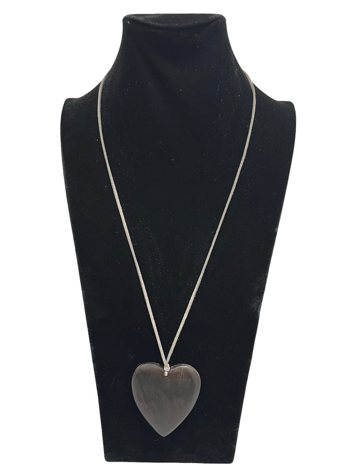 Long Heart Necklace-Black