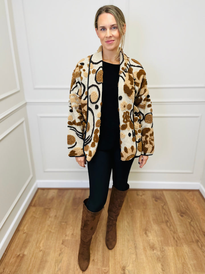 "NANCY" Textured Coat-Neutral