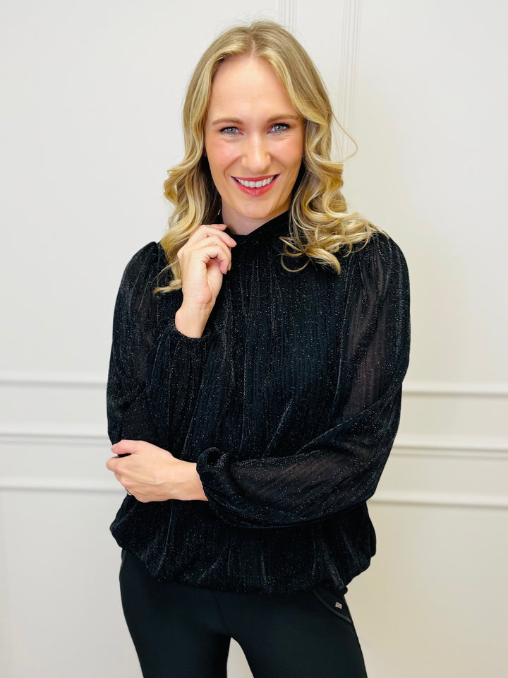 "PAULINA" Sparkle Blouse-Black