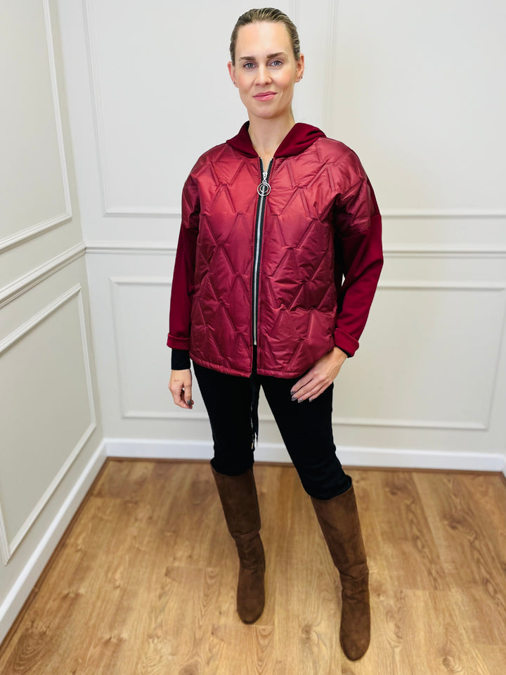 "BONNIE" Quilted Jacket-Burgundy
